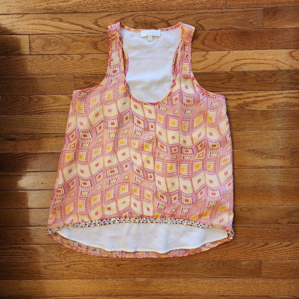 MM Couture Red & Orange Patterned Sleeveless Top